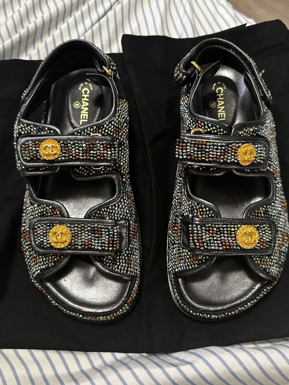 Chanel rhinestone dad sandal